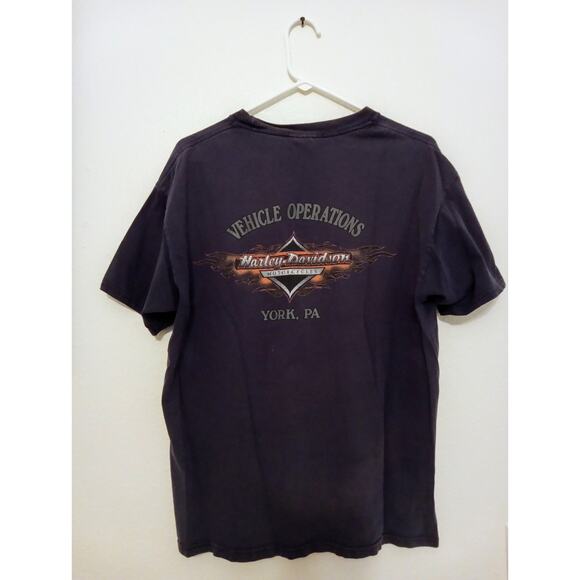 VTG Harley-Davidson Tee York PA Vehicle Operations Flame Graphic Biker USA SZ L - Picture 2 of 9